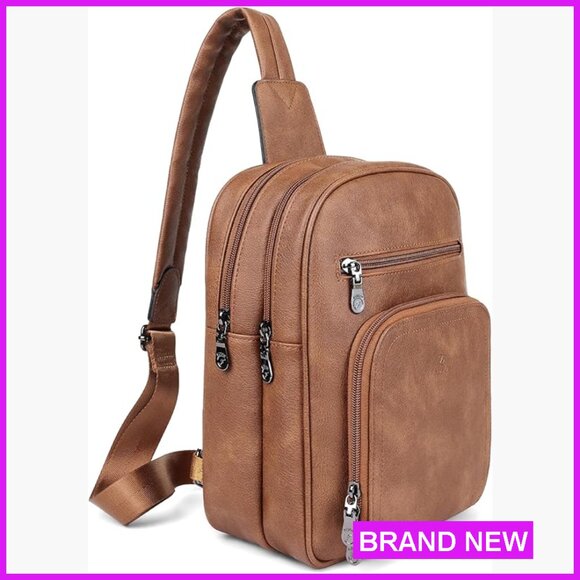 Handbags - PU Leather Crossbody Sling Bag Multi-Pocket Travel Purse Adjustable Strap